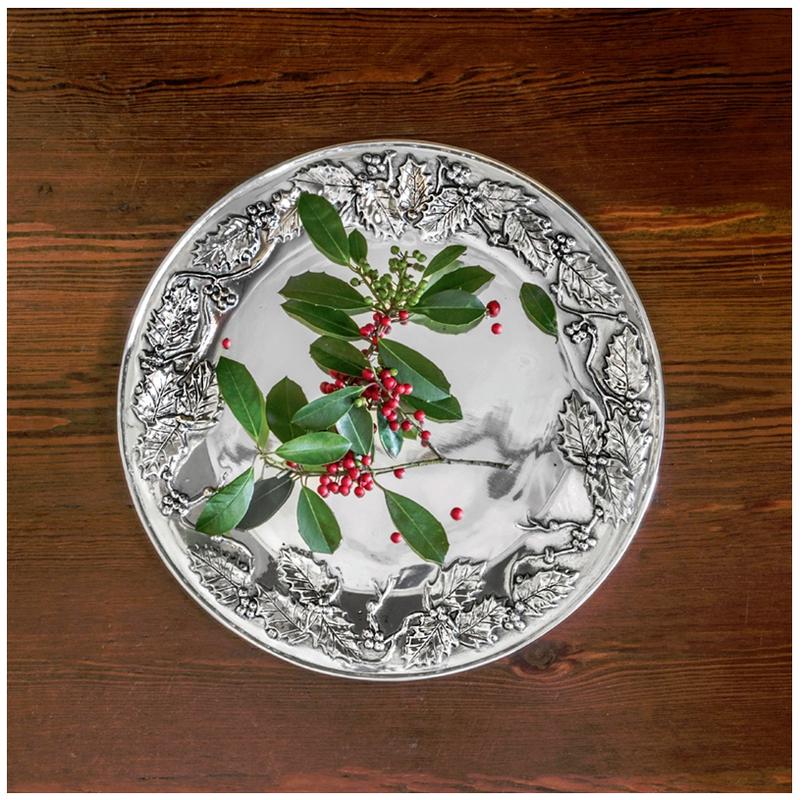 Holiday Holly Platter RND