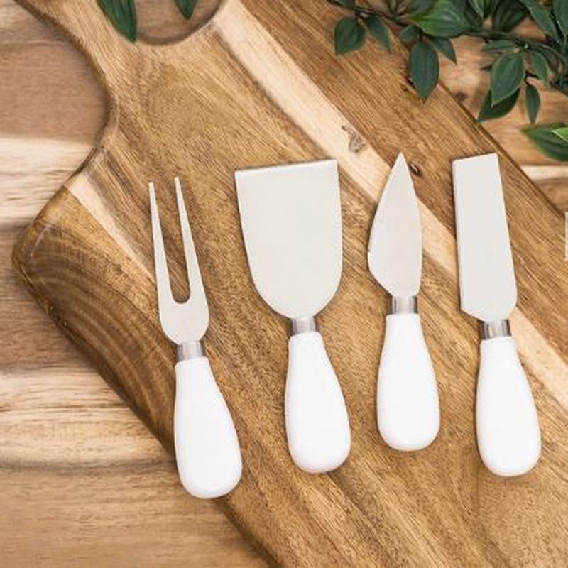 White Ceramic Handle Cheese Knife Set