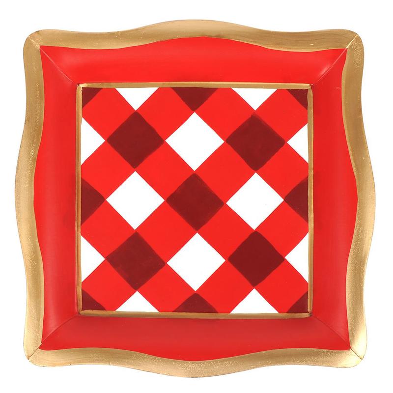 Buffalo Plaid Social Tray White-Red