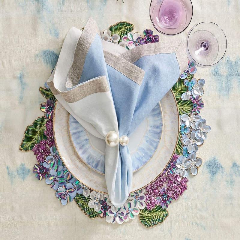 Kim Seybert Napkin Dip Dye White and Periwinkle Set of 4