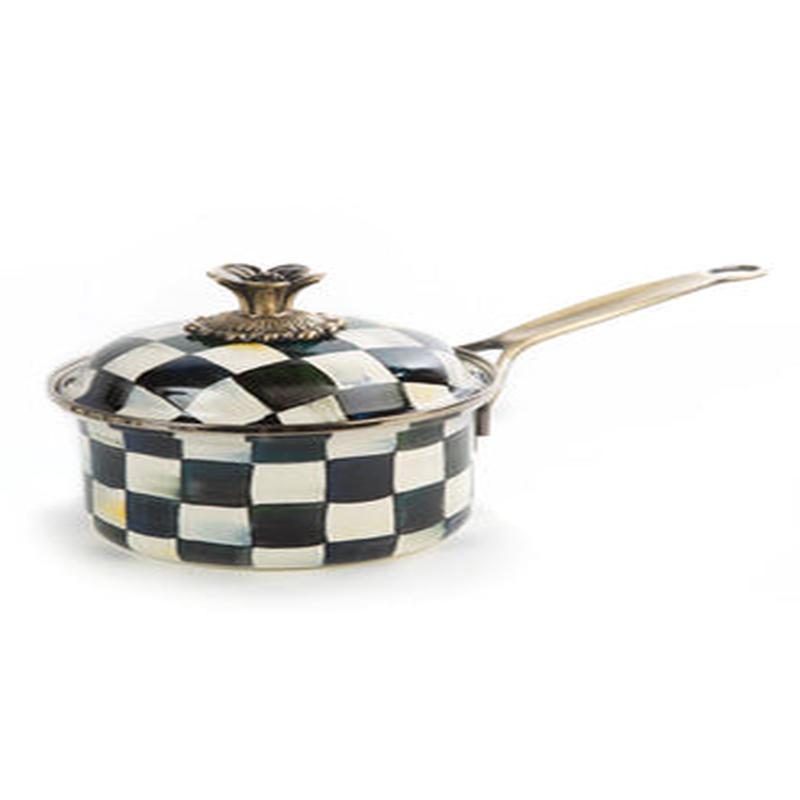 Courtly Check Enamel 1 Qt Saucepan
