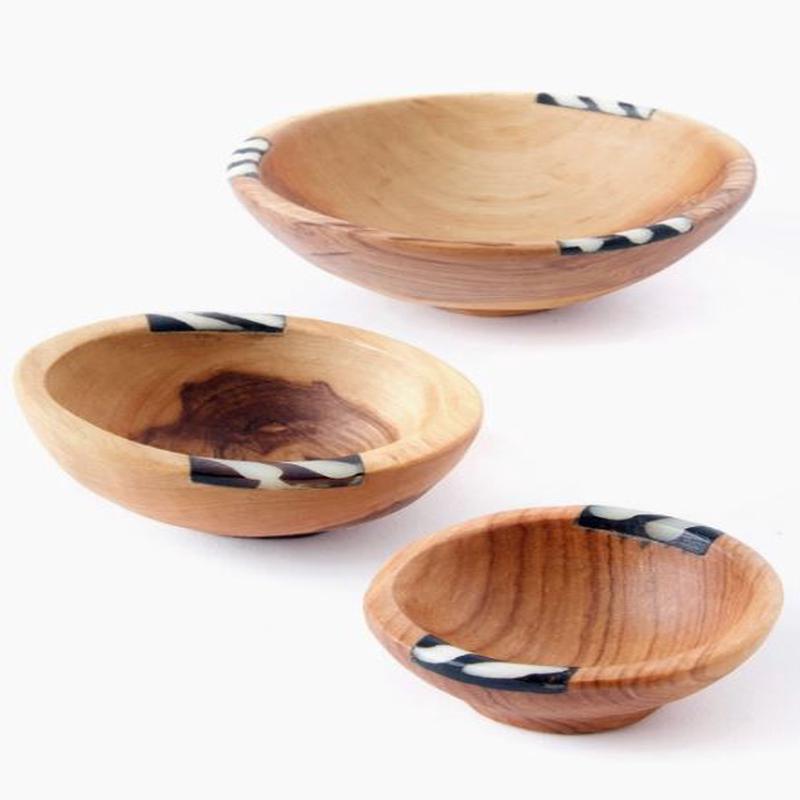 Wild Olive Wood & Bone Bowl Large