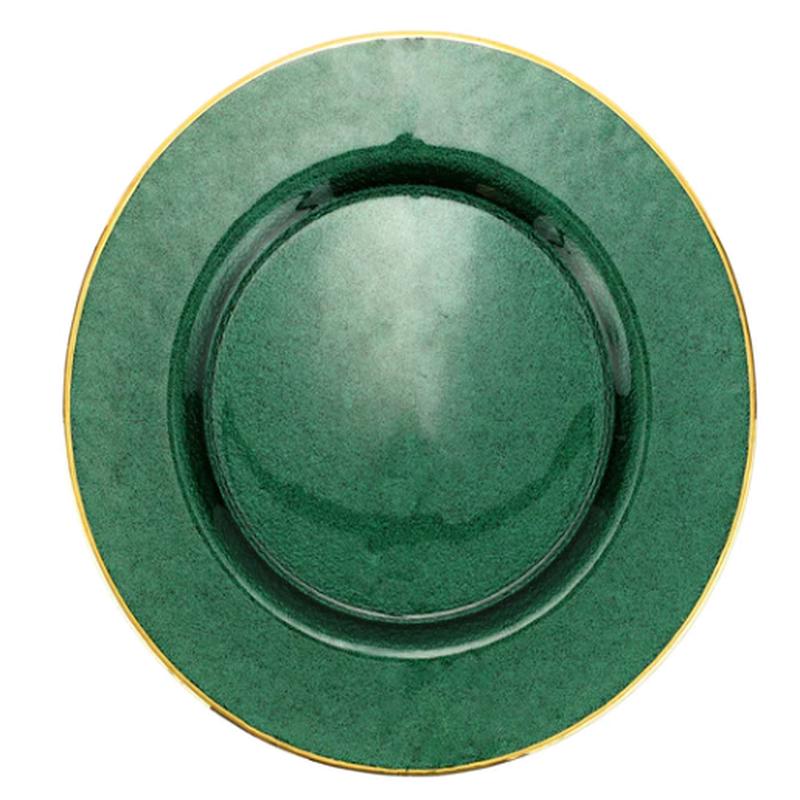 Metallic Glass Emerald Charger Set of 2
