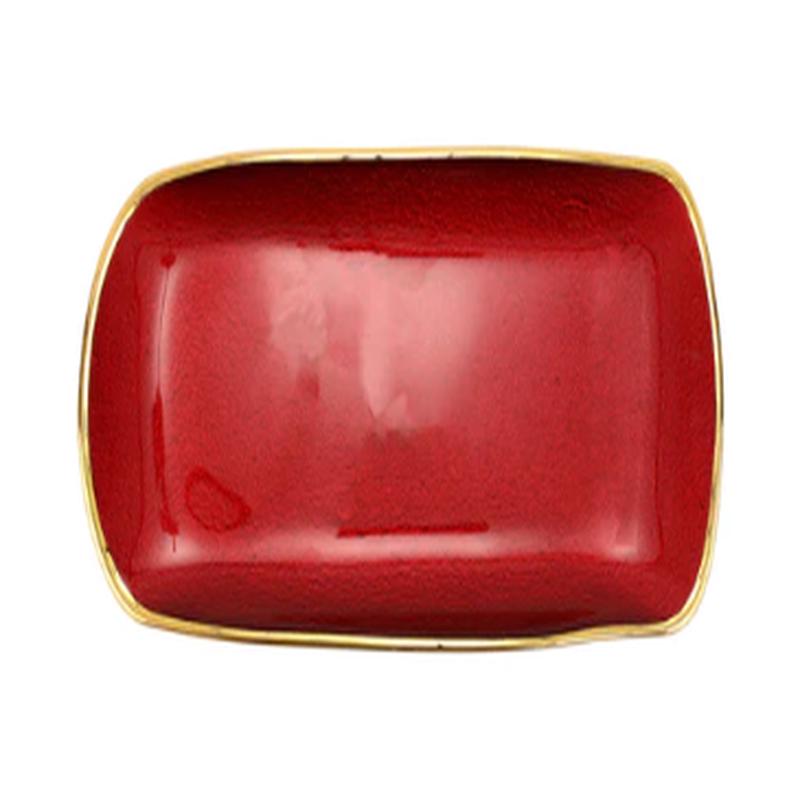 Metallic Glass Ruby Rectangular Tray