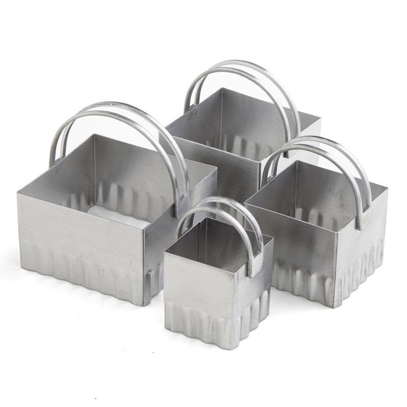 Rippled Square Biscuit Cutters S/4