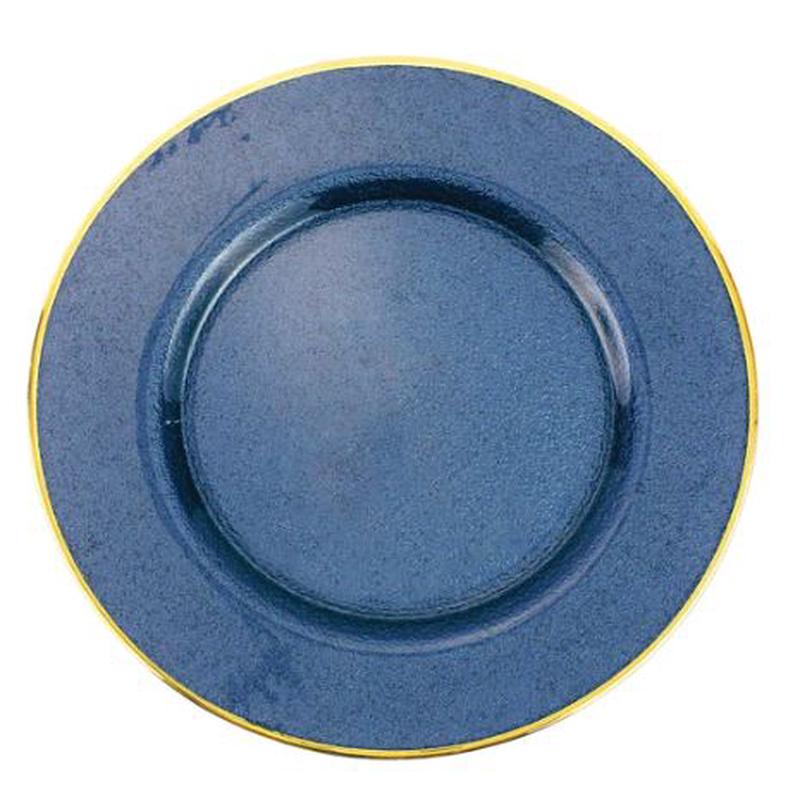 Metallic Glass Sapphire Charger Set of 2