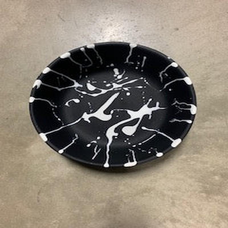 Round Bowl Small Black with White Splatter