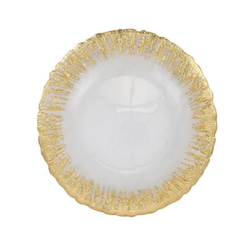 Rufolo Glass Gold Brushstroke Canape Plate Set of 3