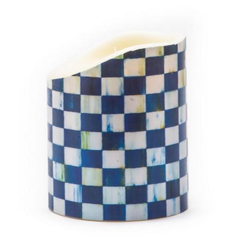 Royal Check Flicker 8" Pillar Candle