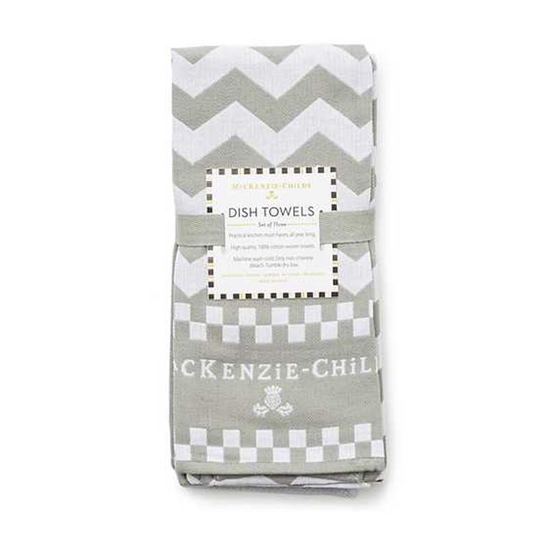 Zig Zag Dish Towels Sterling Set of 3