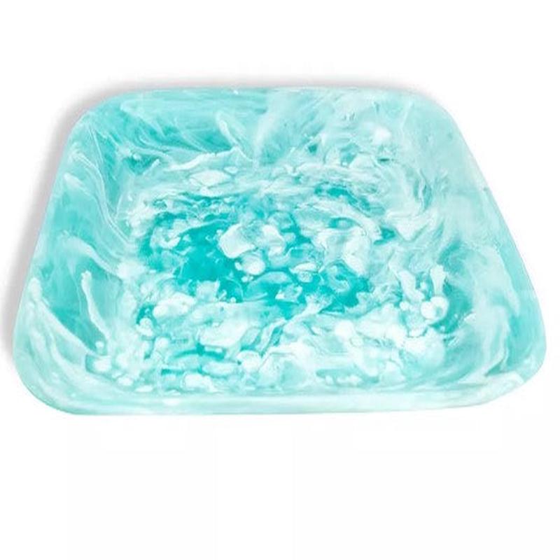 Square Tray Large Turquoise Swirl