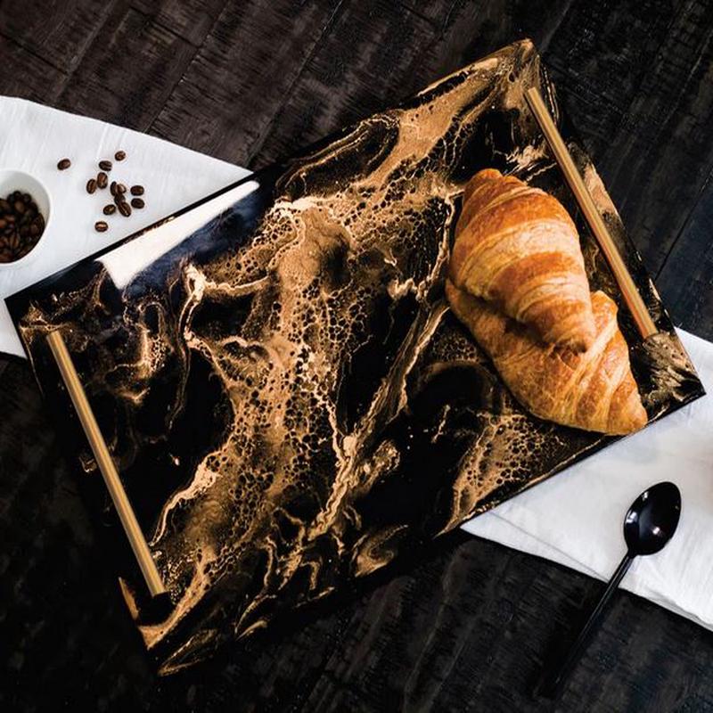 Acrylic Serving Tray Black Ember