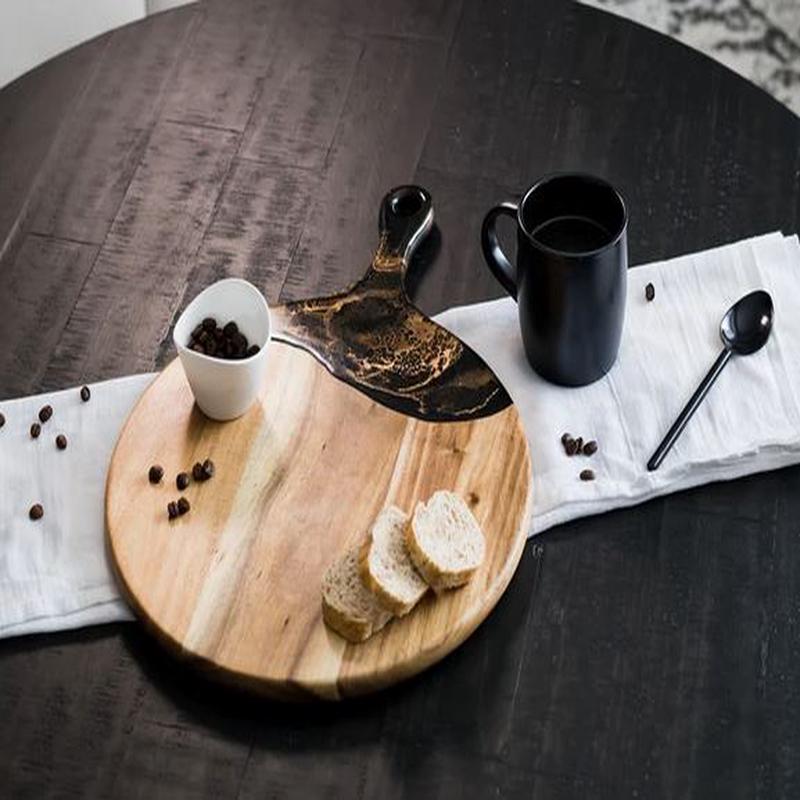 Round Cheese Acacia Board Black Ember