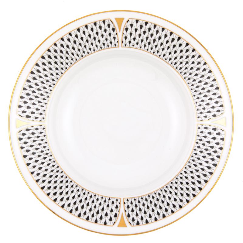 Art Deco Rim Soup 8inch Black