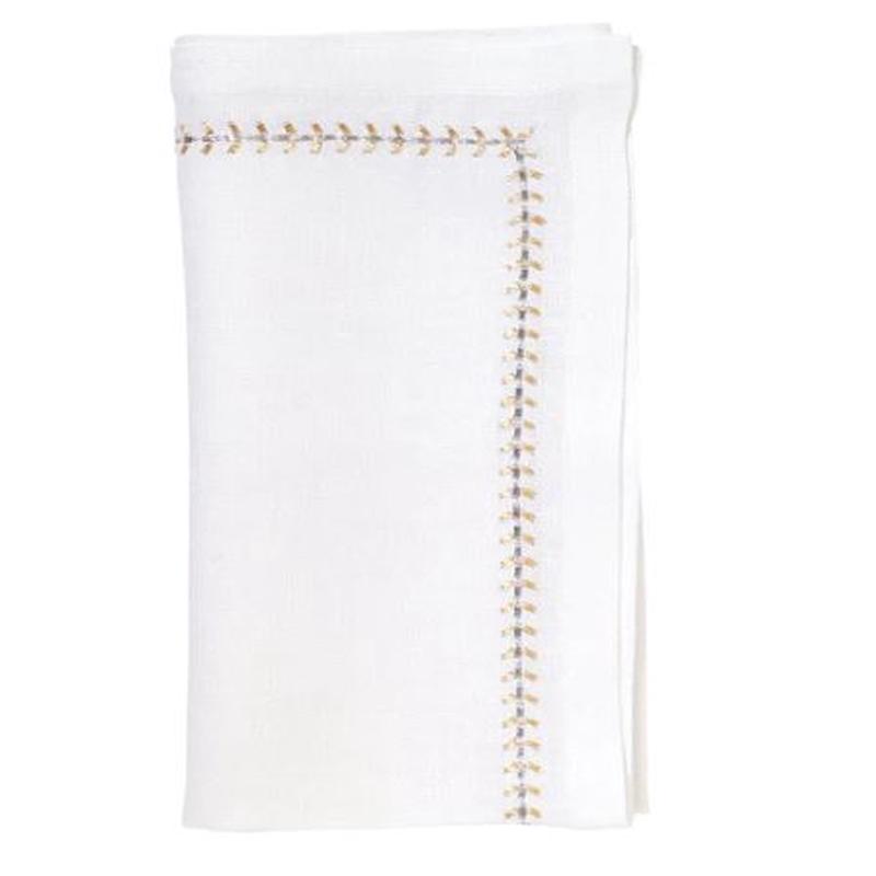 Napkin Herringbone White, Gold, & Sliver