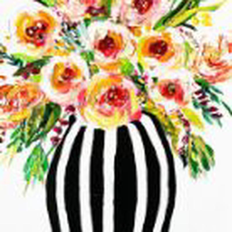Peonies in Black and White Vase Tea Towel