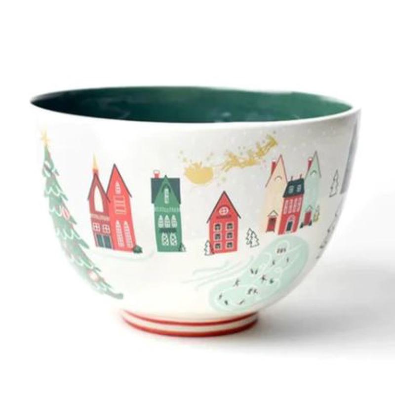 Christmas in the Village Town Square 9 Footed Bowl