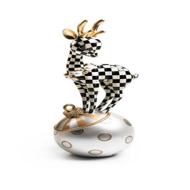 Courtly Check Deary Deer on Ornament- Gold