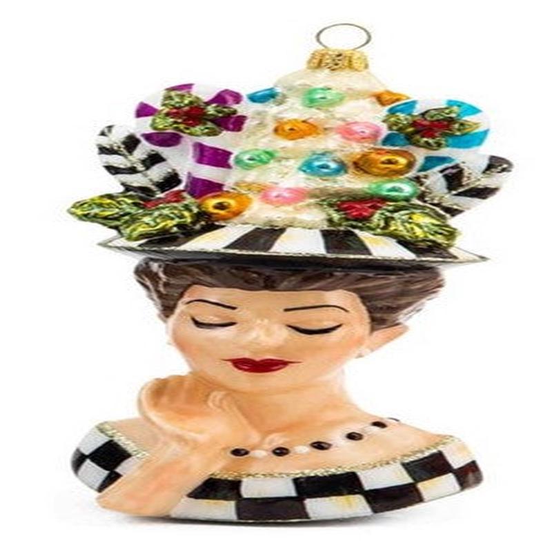 Glass Ornament- Granny Kitsch Lady Portrait