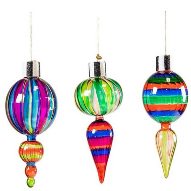 Granny Kitsch Glass Drop Ornaments- Set of 3