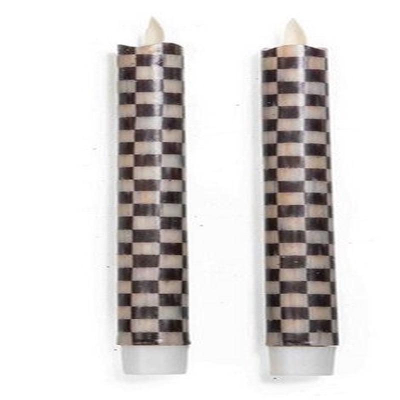 Courtly Check Flicker Dinner Candles- Set of 2