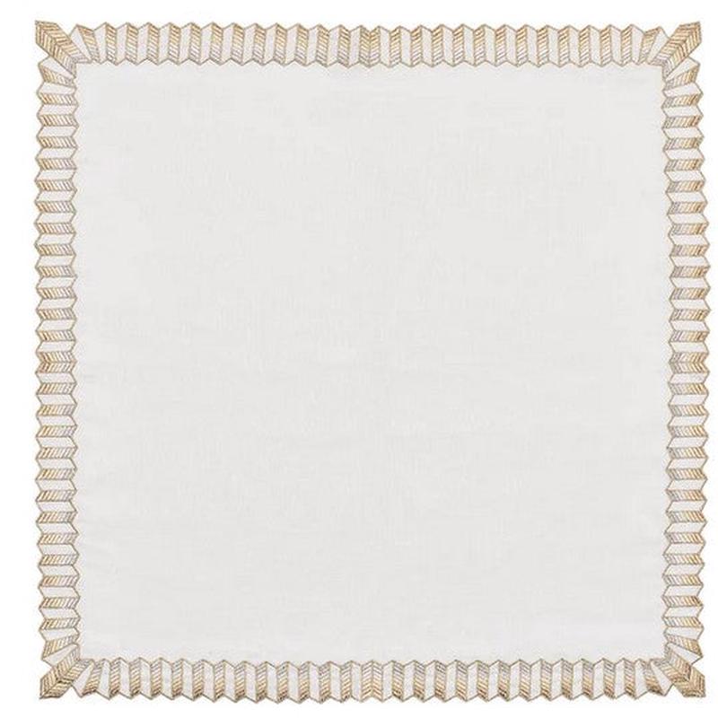 Etoile Napkin- White, Gold & Sliver Set/4
