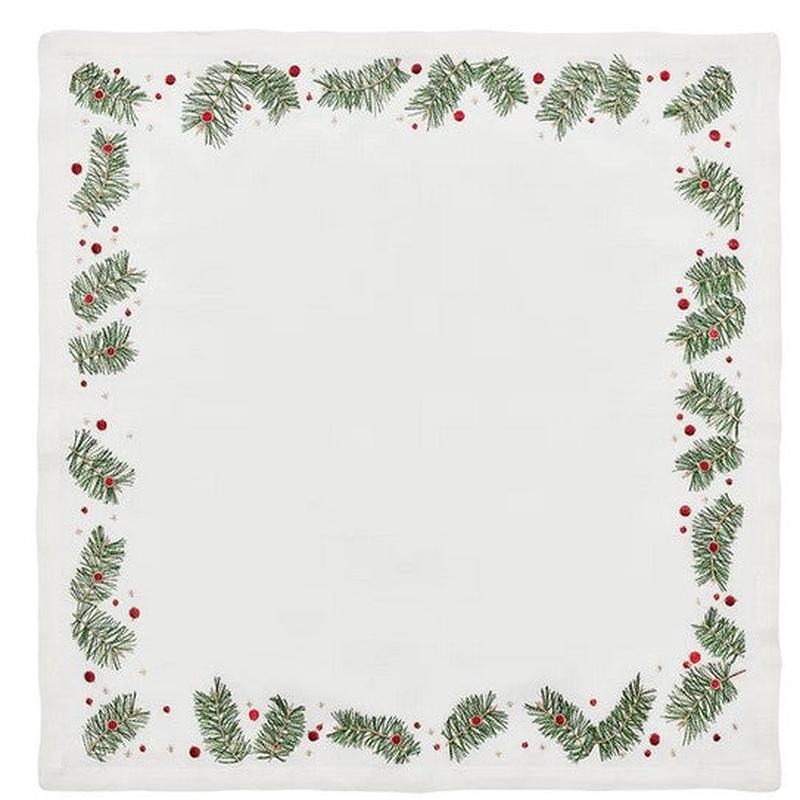 Evergreen Napkin- White, Red & Green