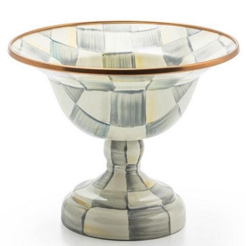 Sterling Check Enamel Compote- Small