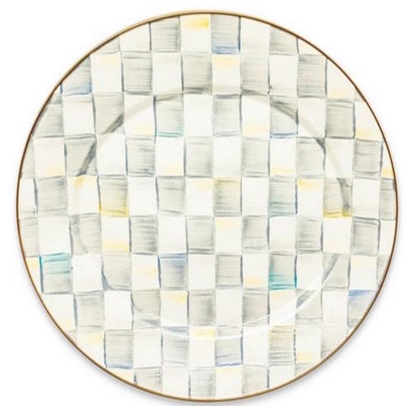 Sterling Check Enamel Oval Platter- Medium