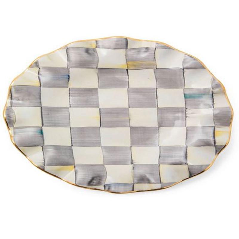 Sterling Check Fluted Dessert Plate