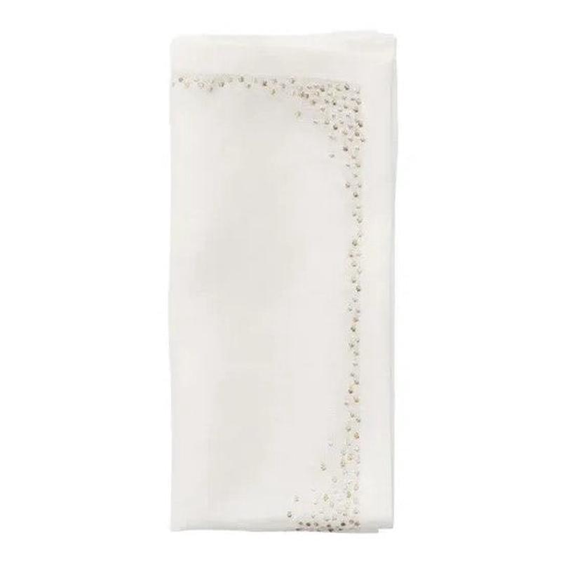 Pin Dot Napkin in White & Gold & Silver Set of 4