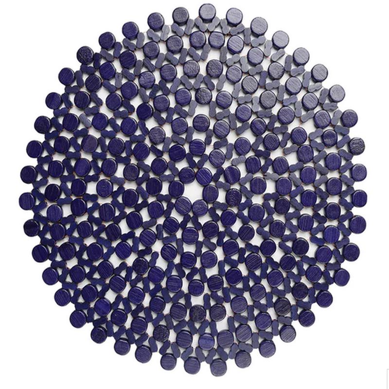 Round Bamboo Navy Placemat