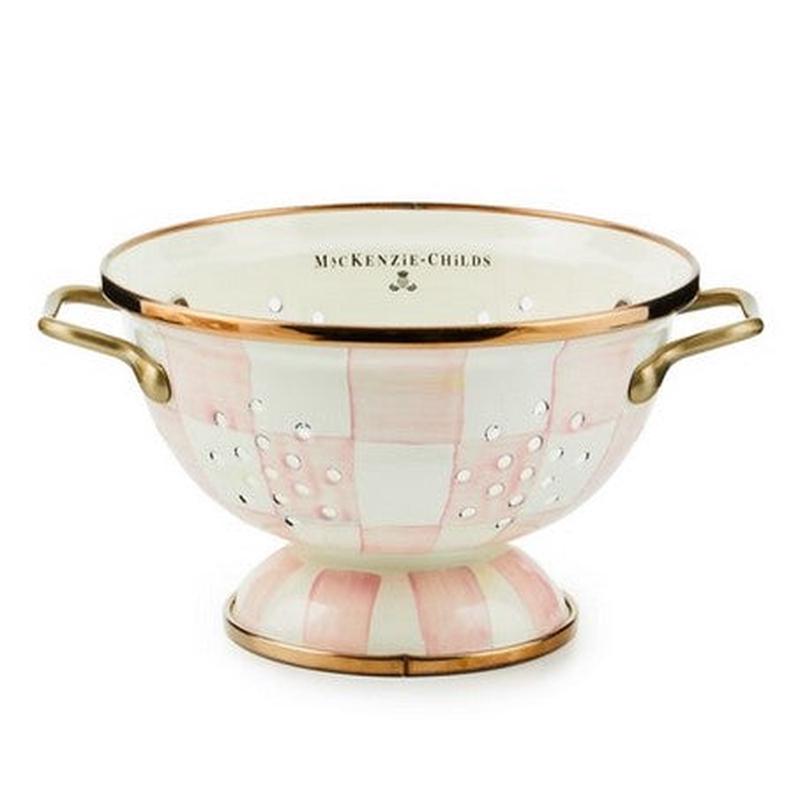 Rosy Check Enamel Colander Small