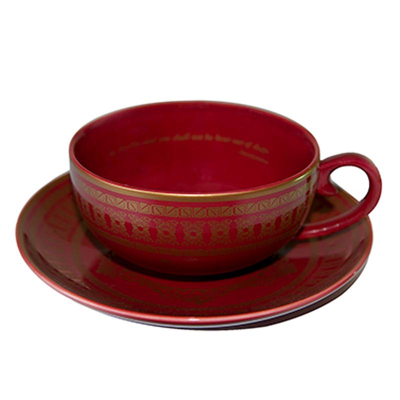 Tea Cup/Saucer Red/Gold