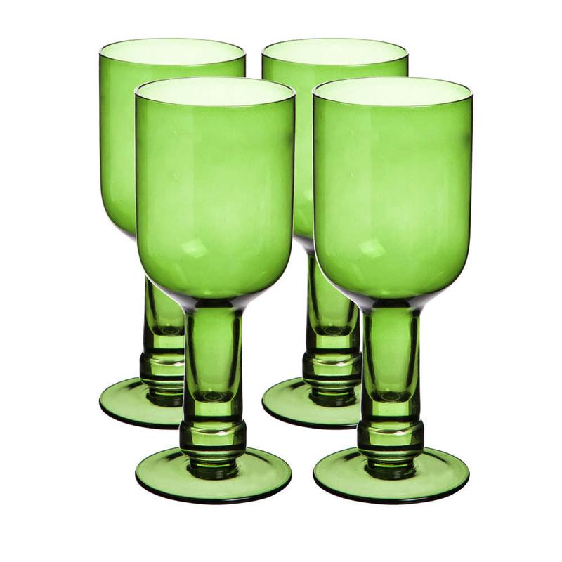 14oz Green Wine Glass Set/4