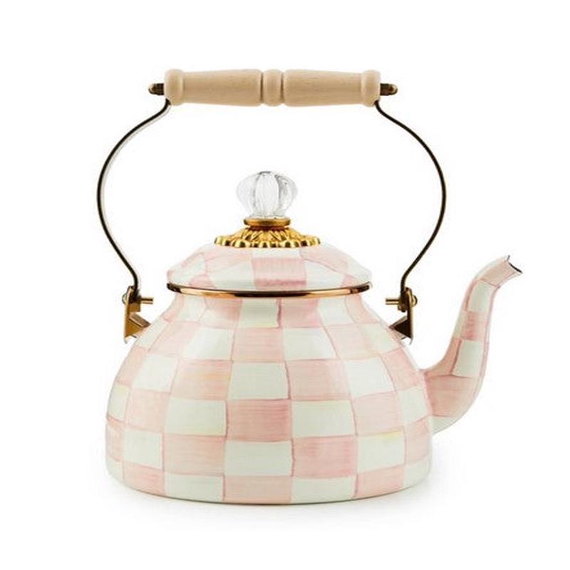 Rosy Check Enamel Tea Kettle 2 Qt.