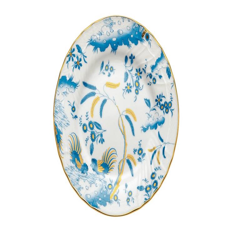 Ginori Flat Bread Plate Oro Di Doccia Turchese