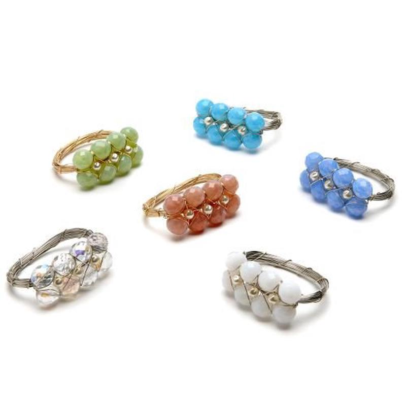 Napkin Ring Pastel Opal Bar White Set of 6