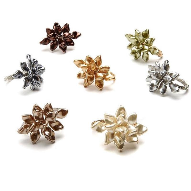 Pearl Twist Napkin Ring Hematite Set of 4