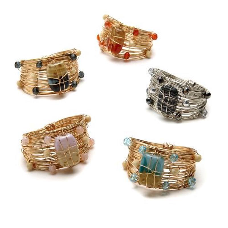 Napkin Ring Art Glass Cuff Orange Set of 4