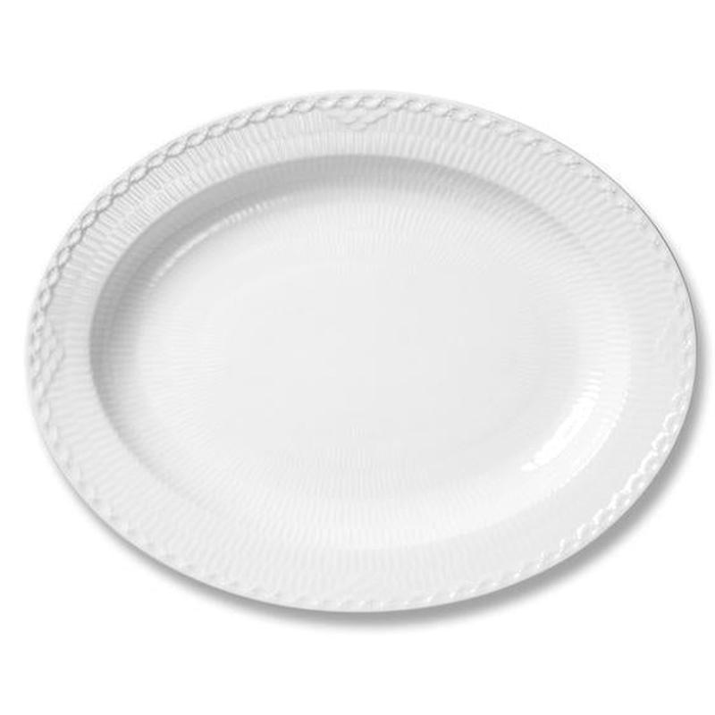 RC White Fluted Half Lace Oval Platter LG