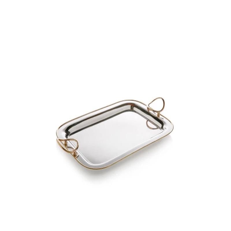 Polished Nickel & Gold Precious Tray -Rect