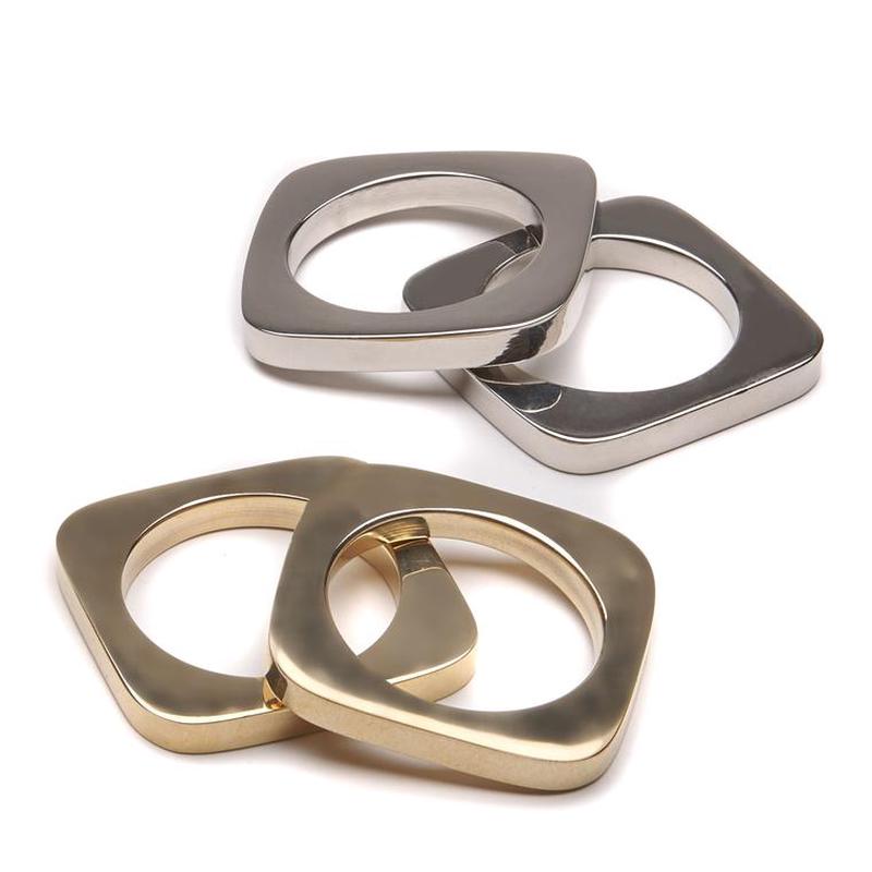 Square Metal Napkin Ring S/2-Gold Set of 2