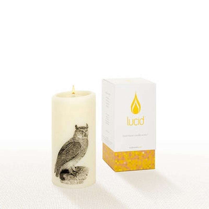 Natural Pillar Candle 6" Owl