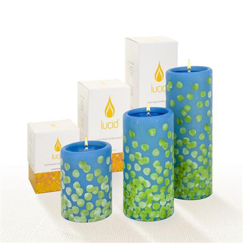 Pillar Candle 6" Dotty Green on French Blue