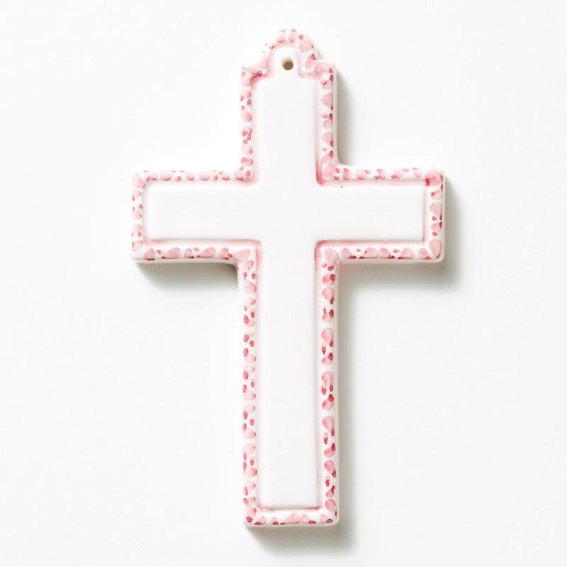 Pink Ceramic Cross Ornament