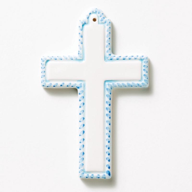 Blue Ceramic Cross Ornament