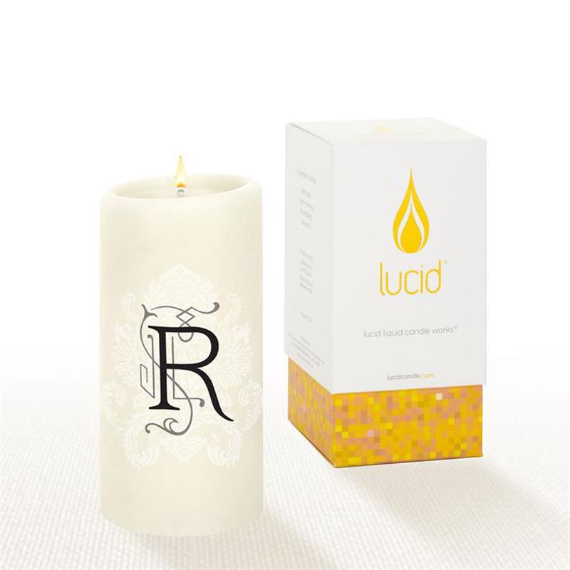 Natural Pillar Candle 6" Florentine "R"