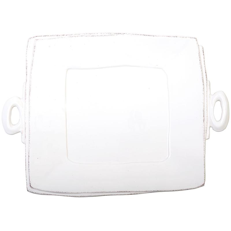 Lastra White Square Handled Platter