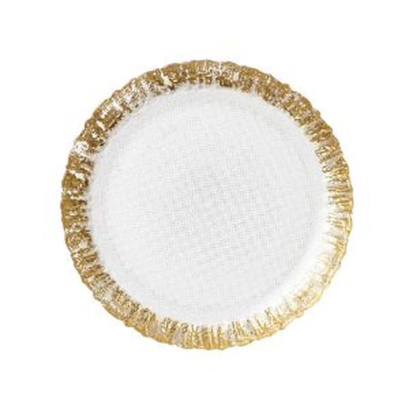 Ruffle Glass Gold Salad Plate Set of 5